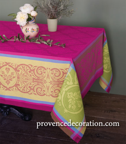 French Jacquard tablecloth, Teflon (Prestige. Rose) - Click Image to Close